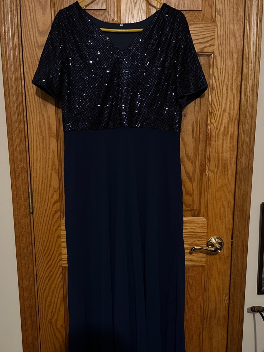 Navy Sequin Bodice Evening Dress size L